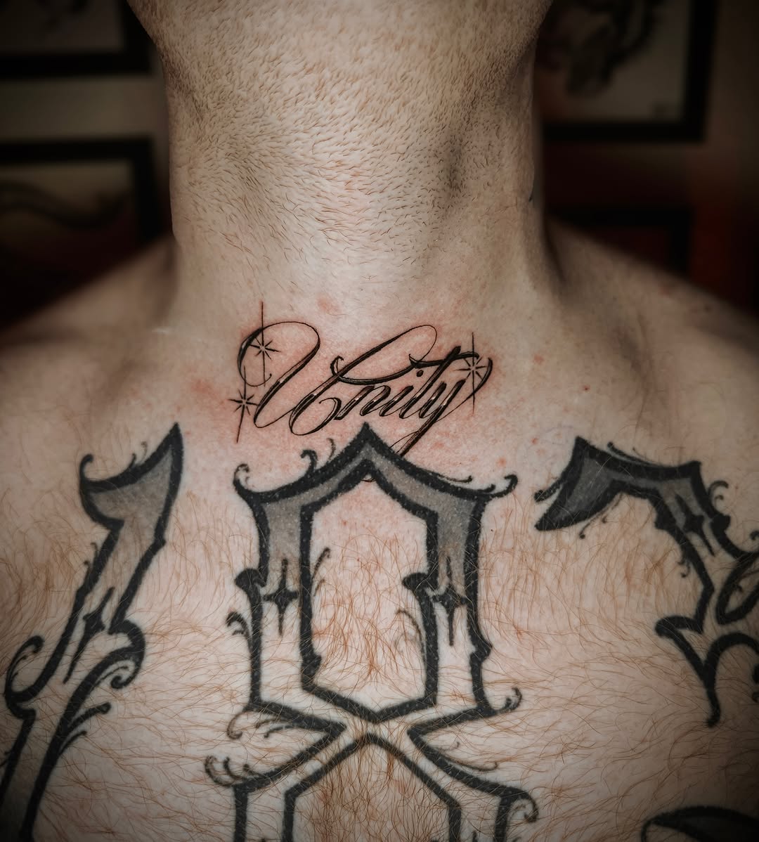 Tattoo by @vblock.dice β lettering_script, chicano