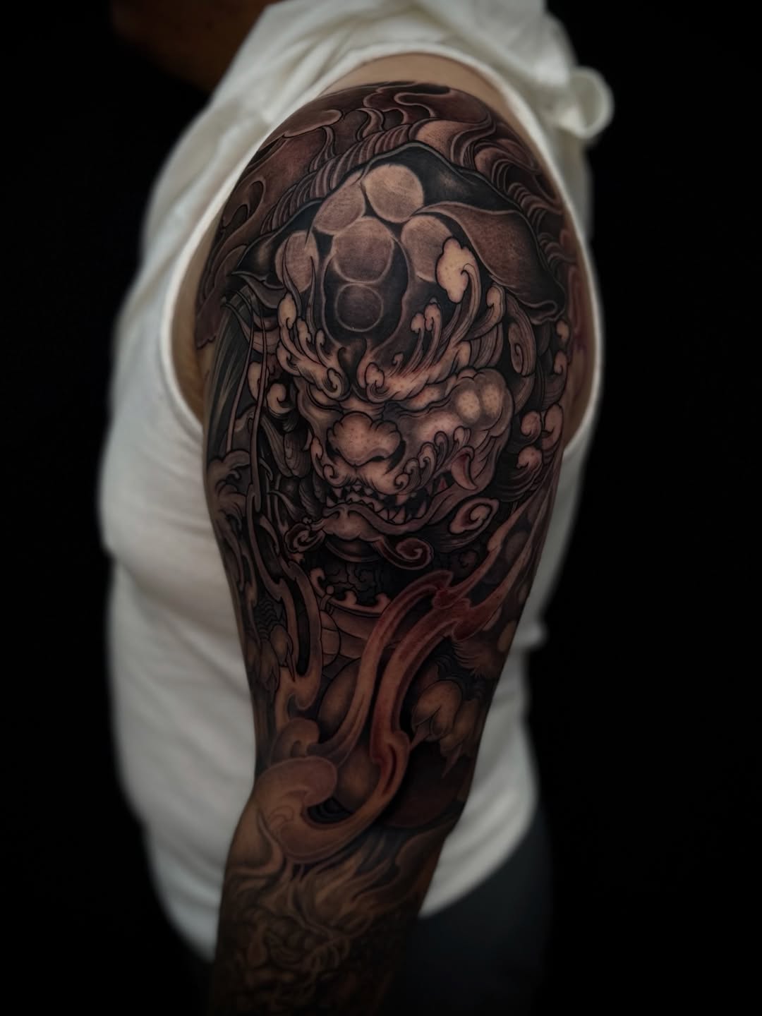 Tattoo by @kyle.inkz โ japanese_irezumi, black_and_grey