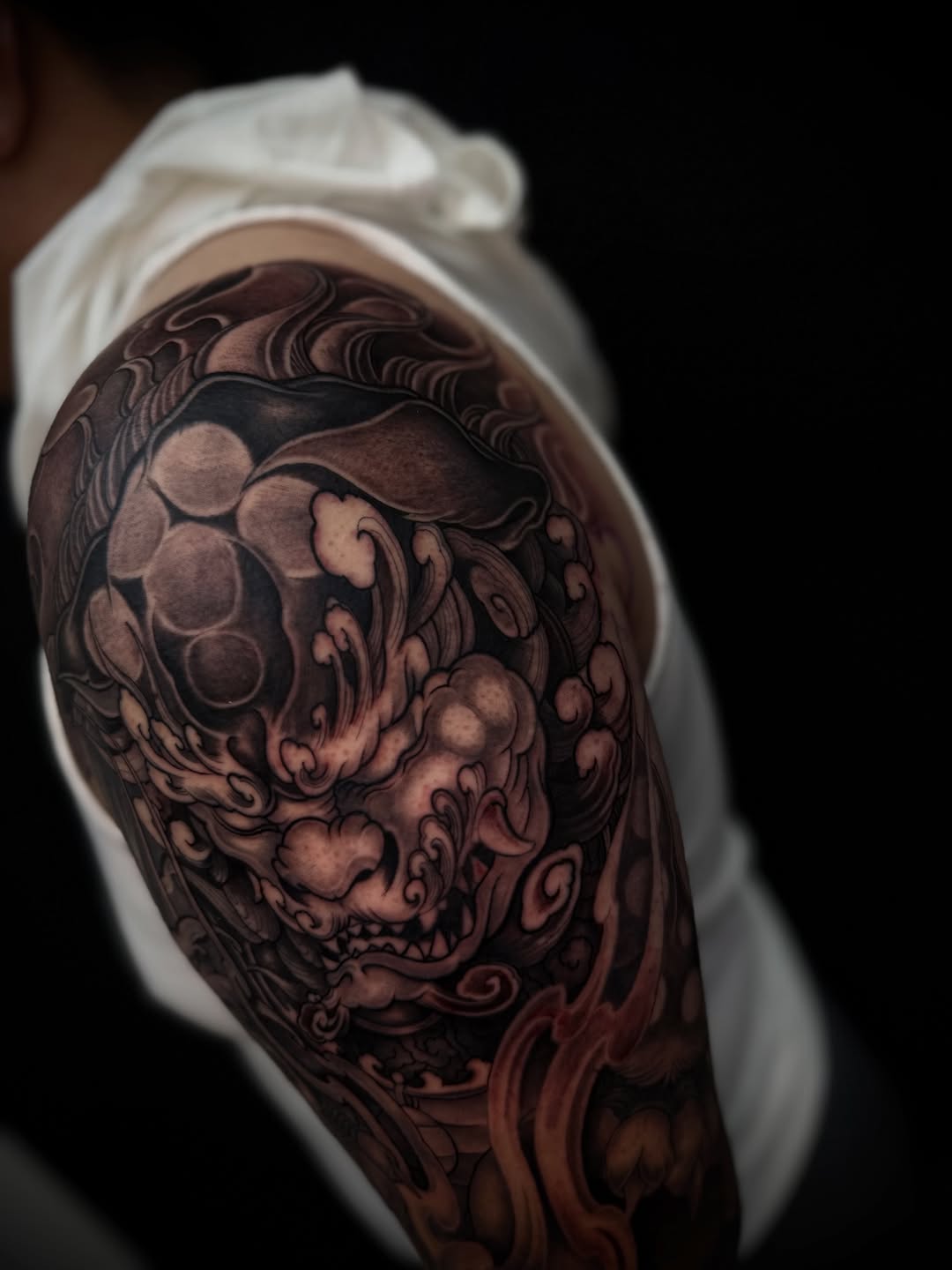 Tattoo by @kyle.inkz โ japanese_irezumi, black_and_grey
