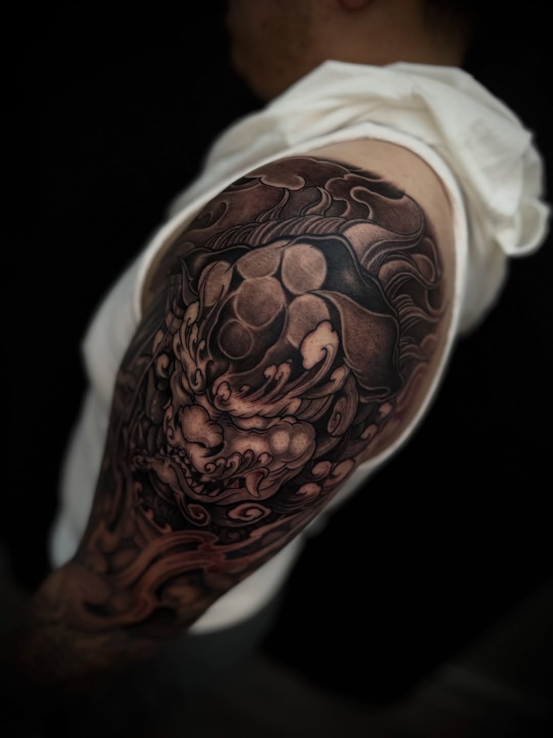 Tattoo by @kyle.inkz โ japanese_irezumi, black_and_grey