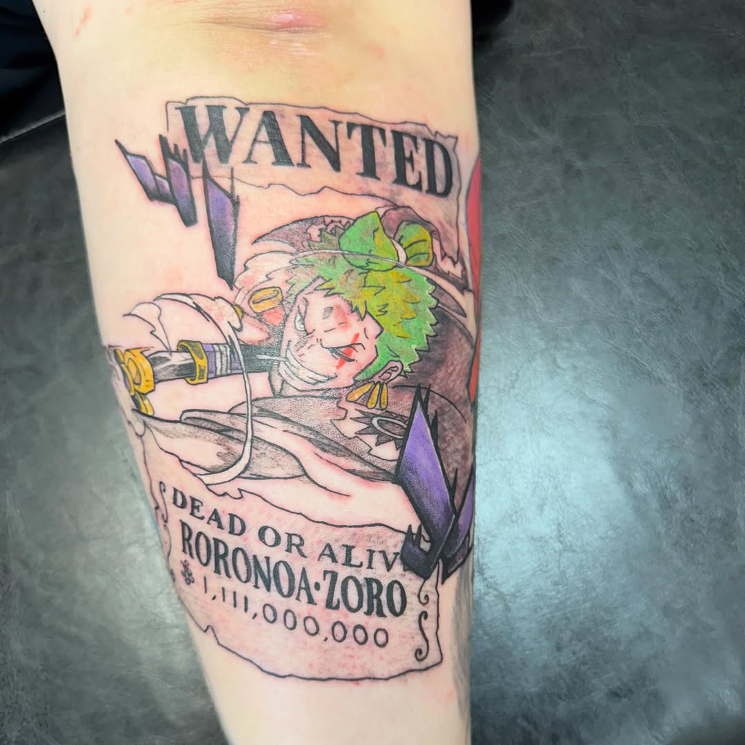 Tattoo by @inkatsuki_tattoos — anime, lettering_script