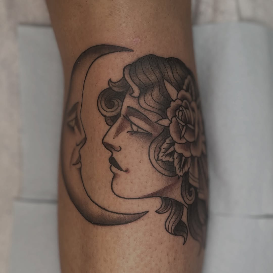 Tattoo by @amandamarietattoo — black_and_grey, neo_traditional