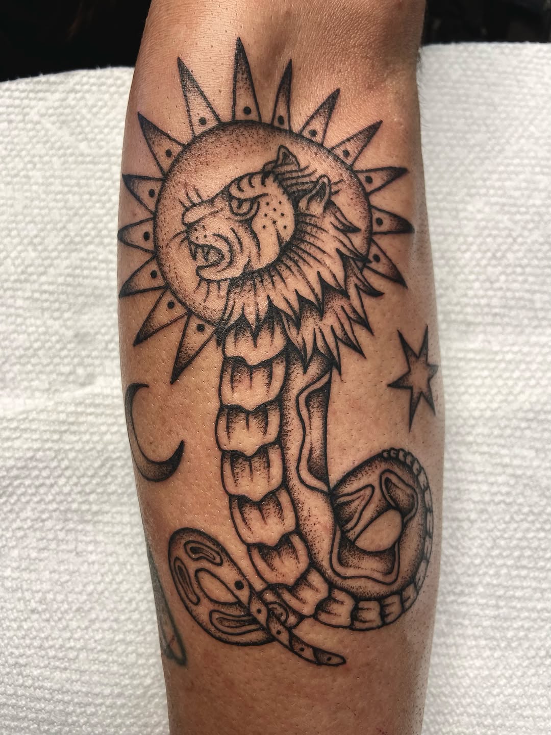 Tattoo by @ryansflashstash — black_and_grey, ornamental
