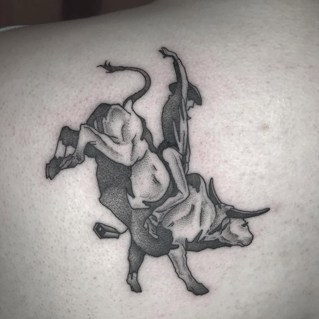 Tattoo by @raineydaytattoos — dotwork, black_and_grey