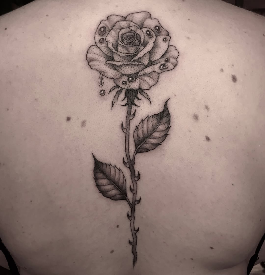 Tattoo by @raineydaytattoos — black_and_grey, dotwork