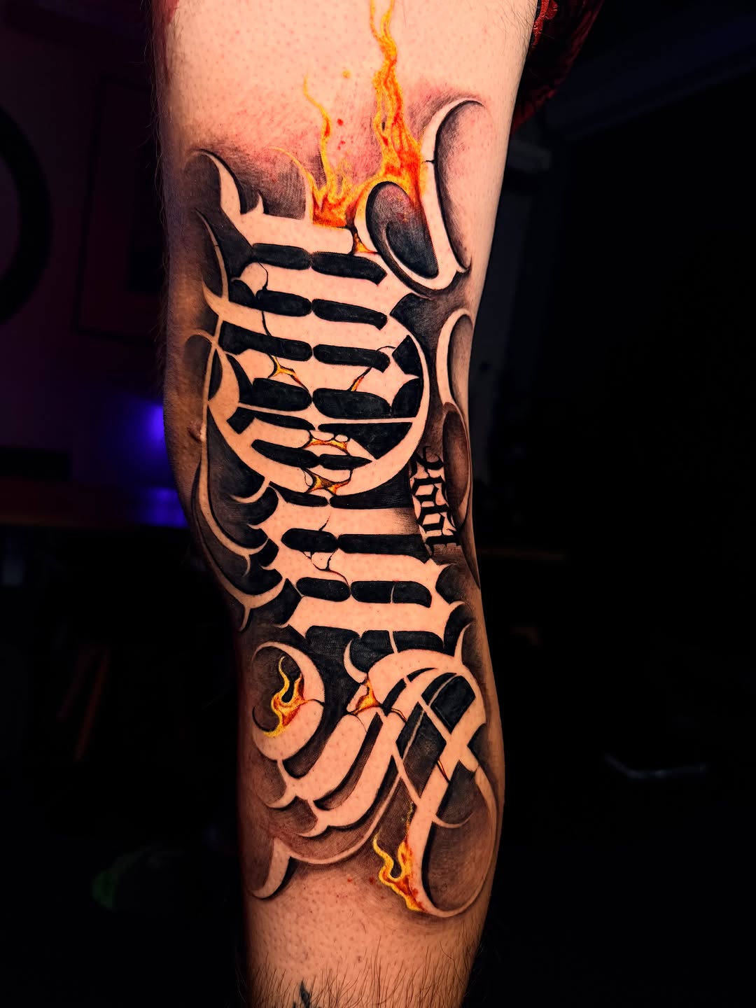 Tattoo by @stillballin6_ — lettering_script, black_and_grey