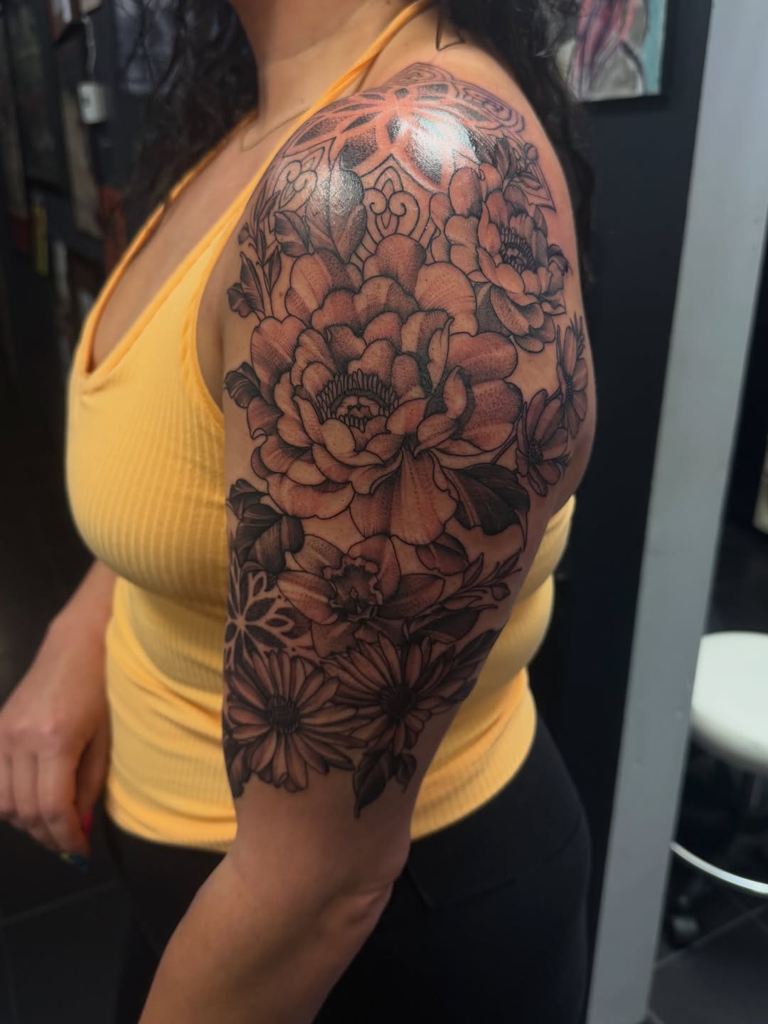 Tattoo by @theehotcoworker — black_and_grey, ornamental