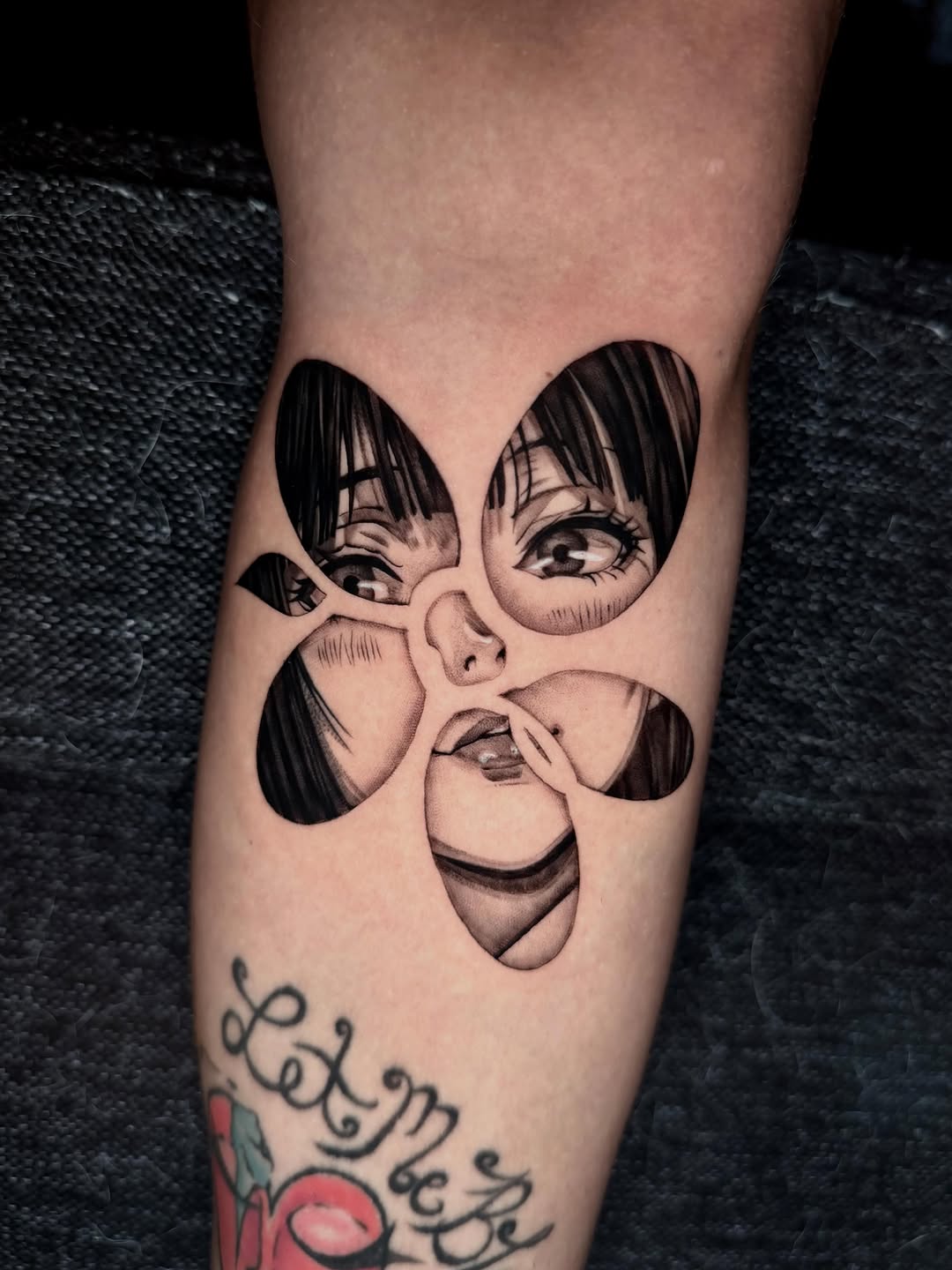 Tattoo by @trendellatattoos — anime, dotwork