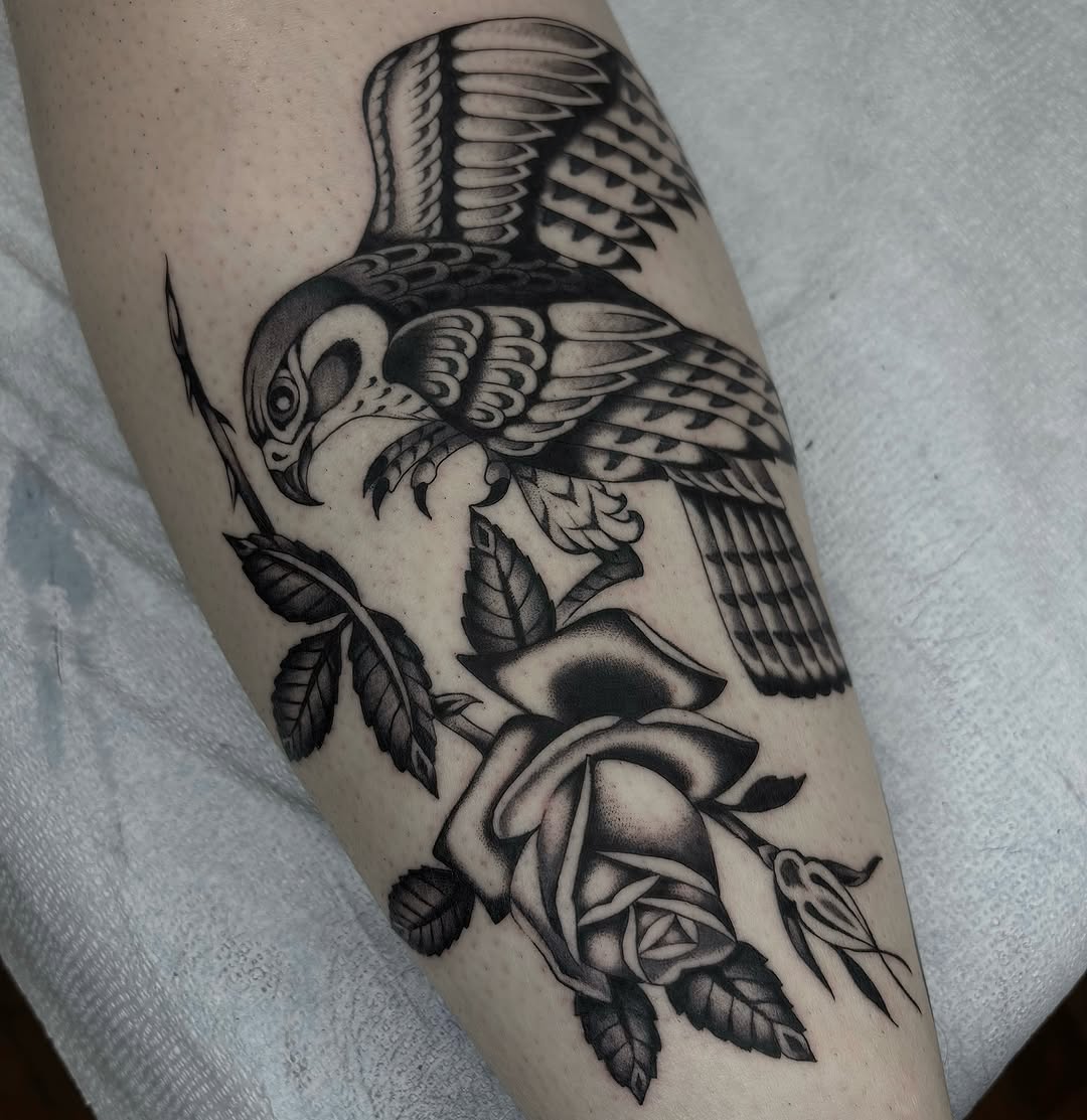 Tattoo by @evan.adtt — american_traditional, black_and_grey