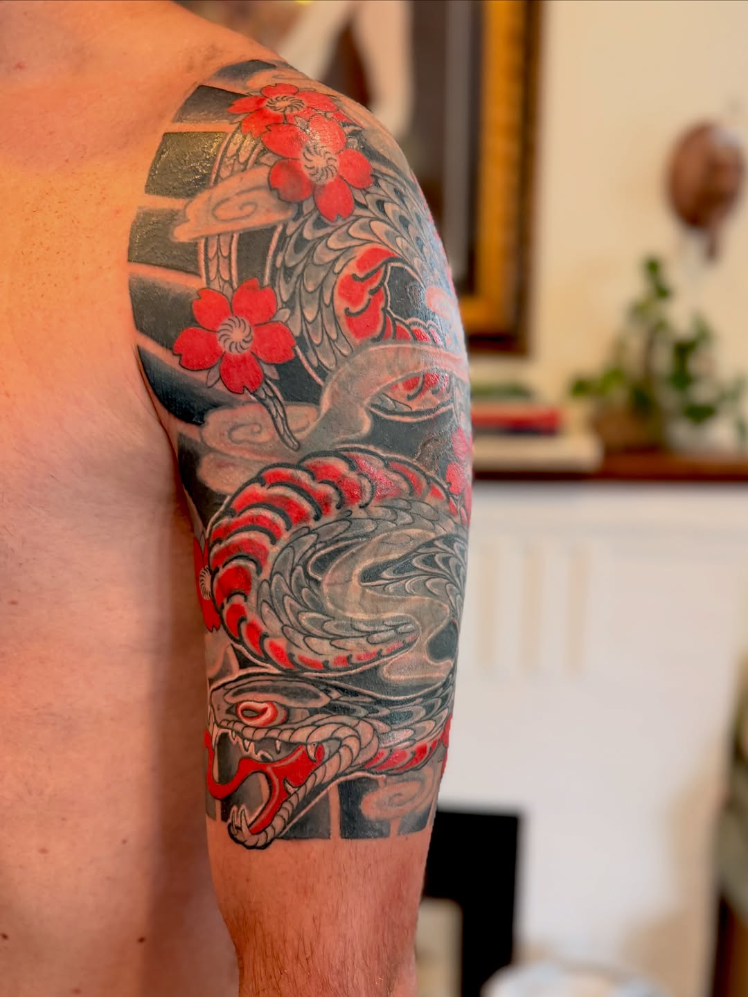 Tattoo by @morgan_tattoos — japanese_irezumi, black_and_grey