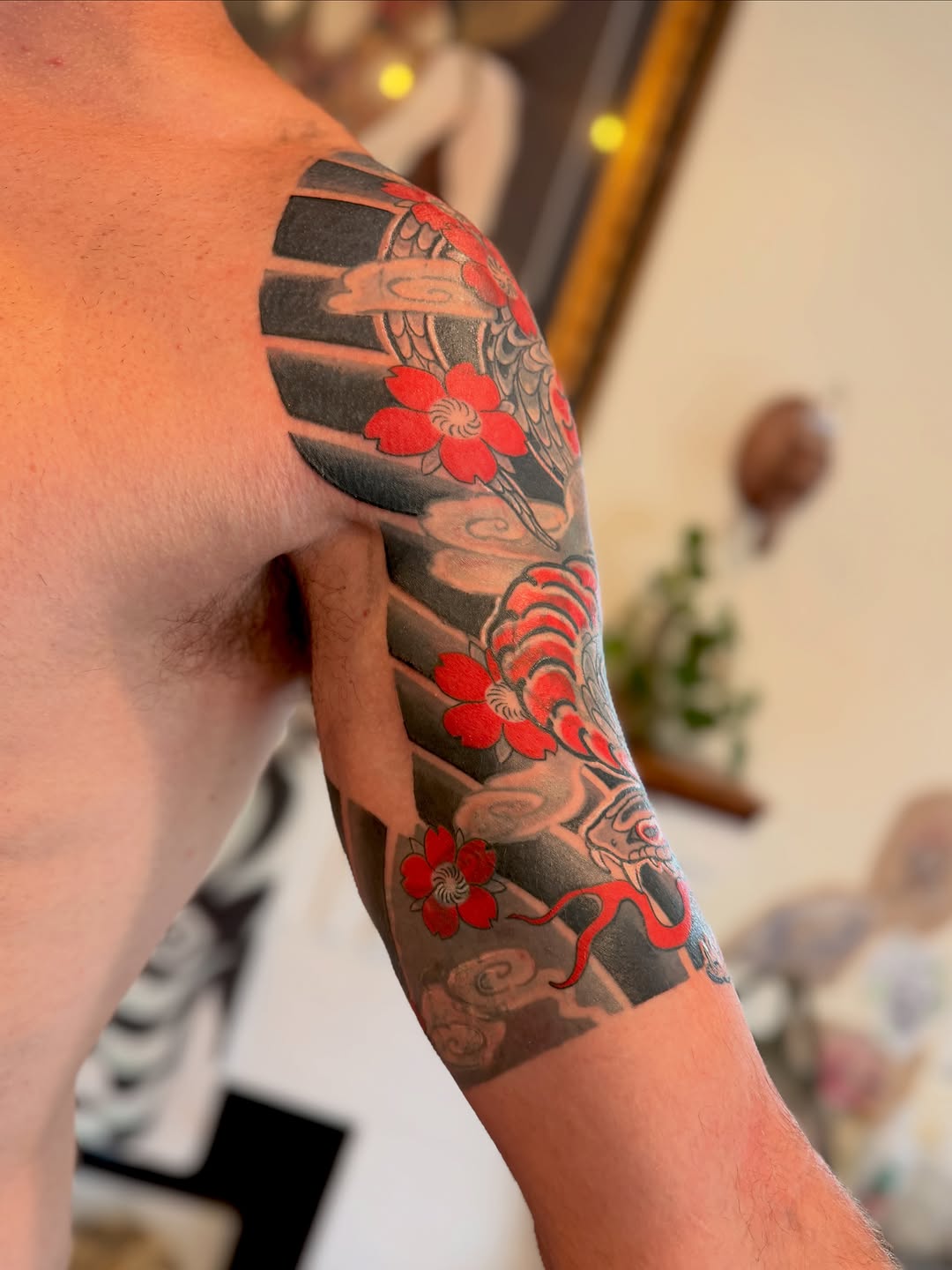 Tattoo by @morgan_tattoos — japanese_irezumi, black_and_grey