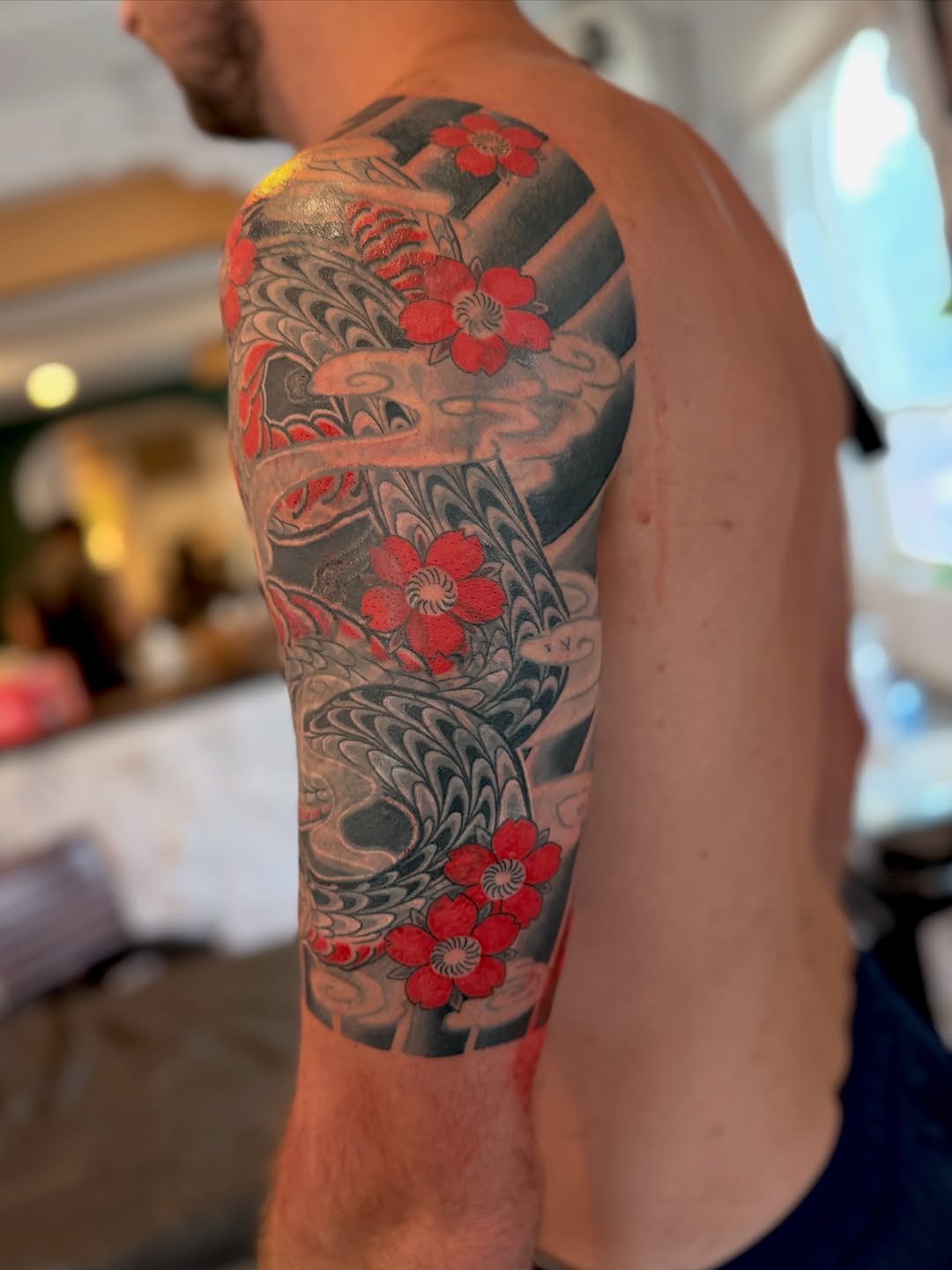 Tattoo by @morgan_tattoos — japanese_irezumi, black_and_grey