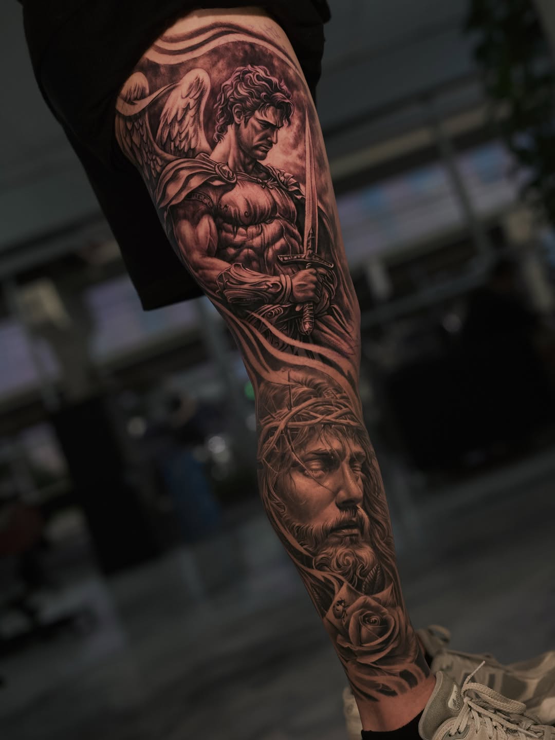 Tattoo by @reyolivarestattoos โ realism, black_and_grey