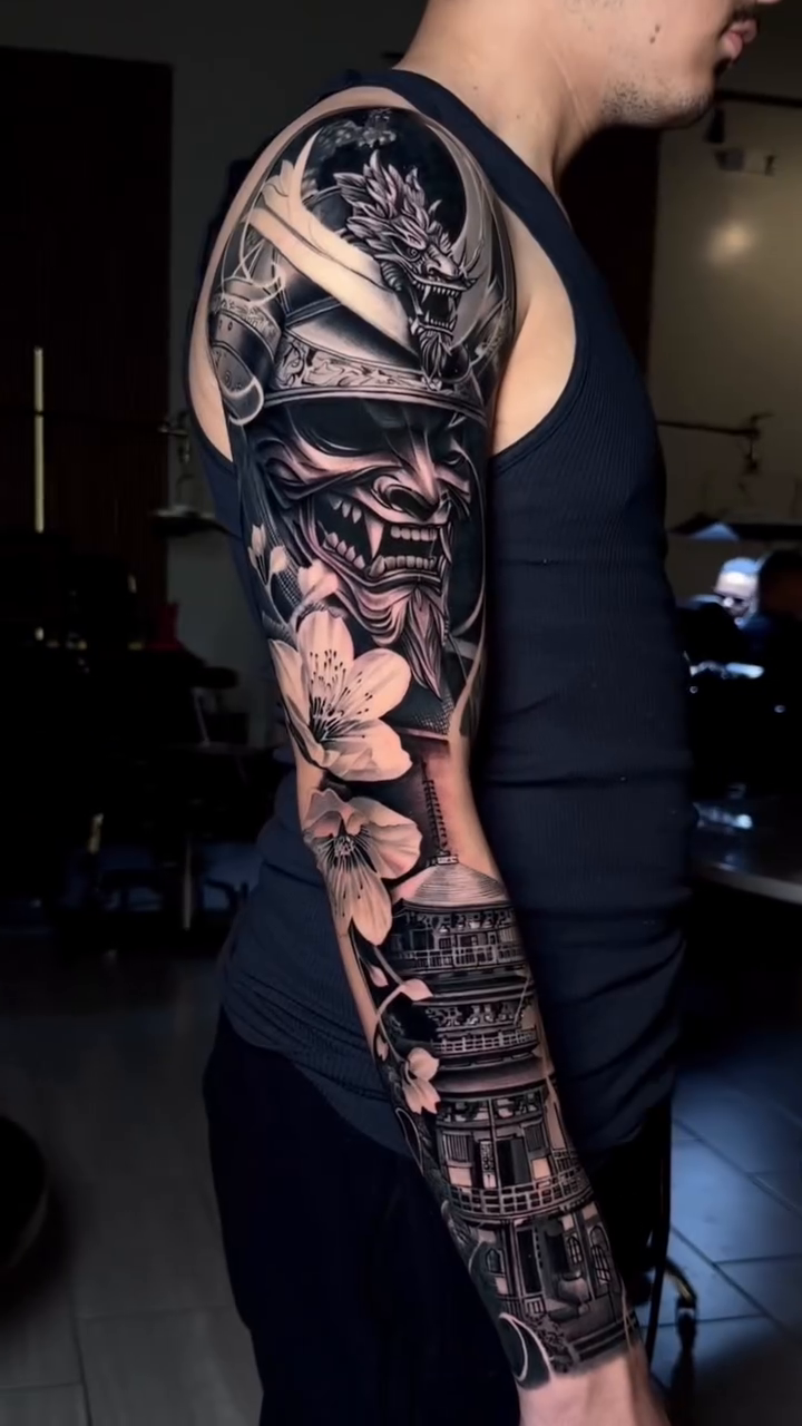 Tattoo by @monkey.tattoo.art β japanese_irezumi, black_and_grey