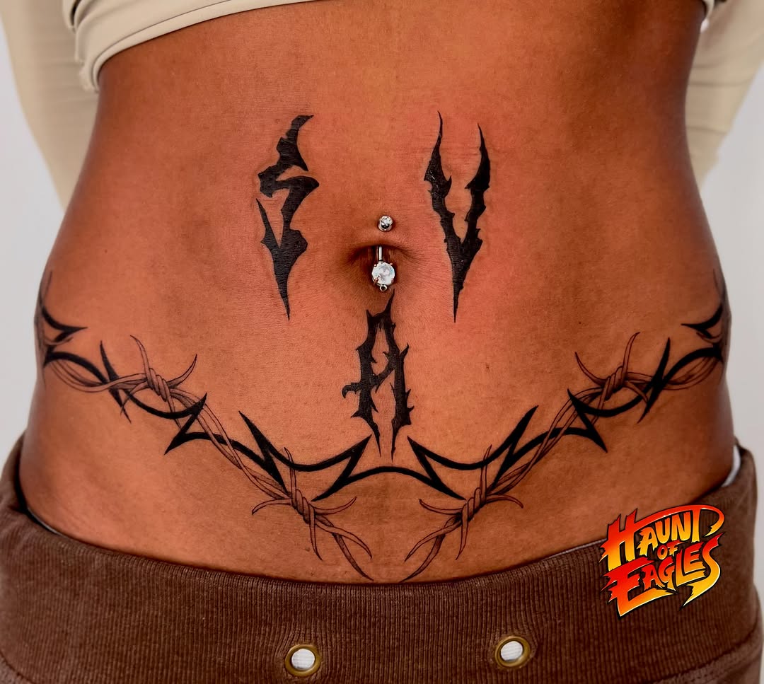 Tattoo by @haunt.of.eagles — blackwork, lettering_script