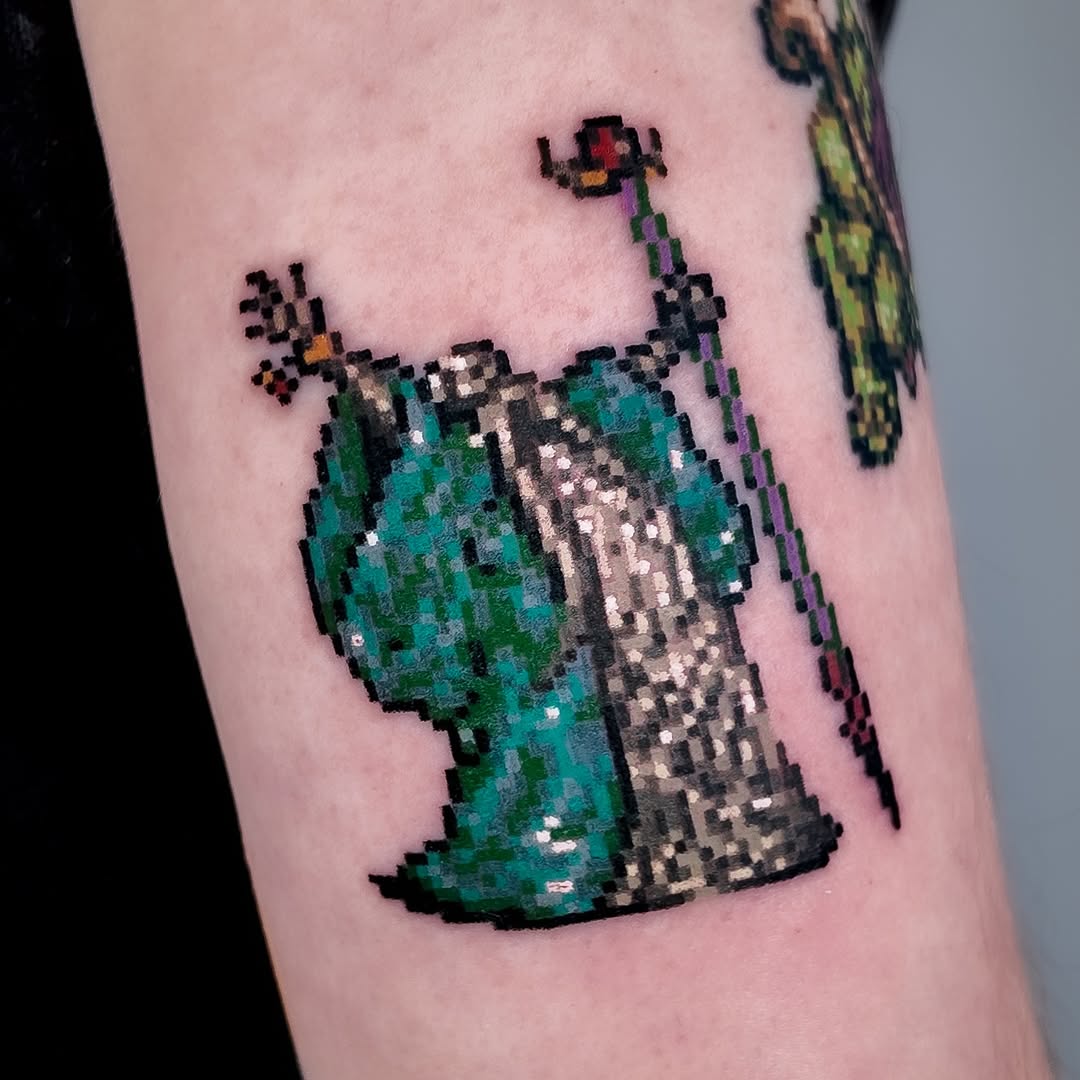 Tattoo by @mrpixel.tattooer β anime, pixel_art