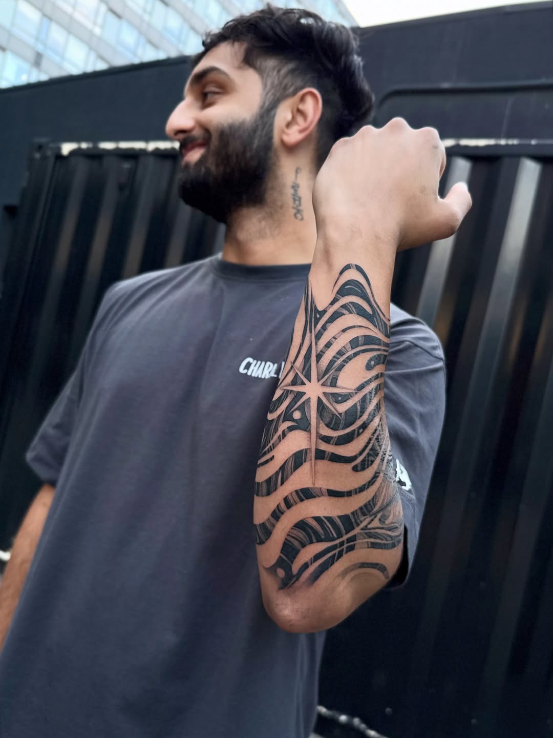 Tattoo by @voldblk — blackwork, geometric