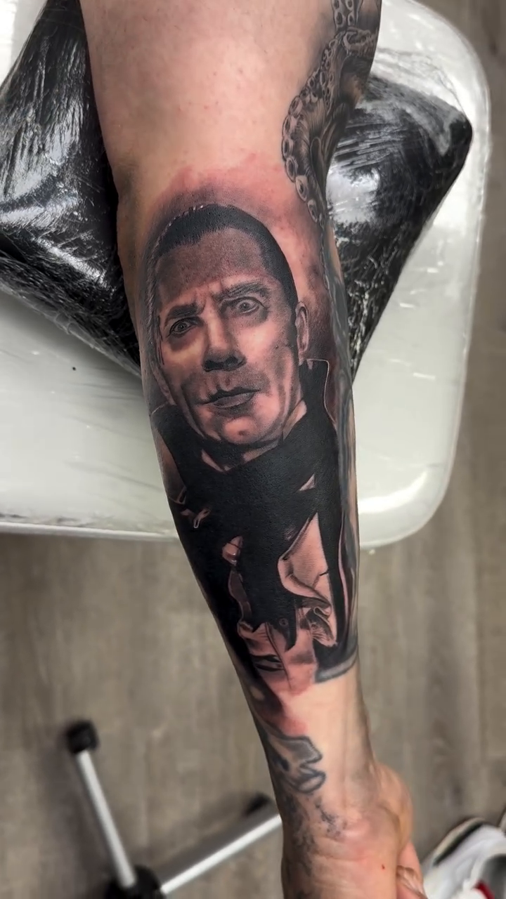 Tattoo by @mikehudsontattoos — realism, black_and_grey