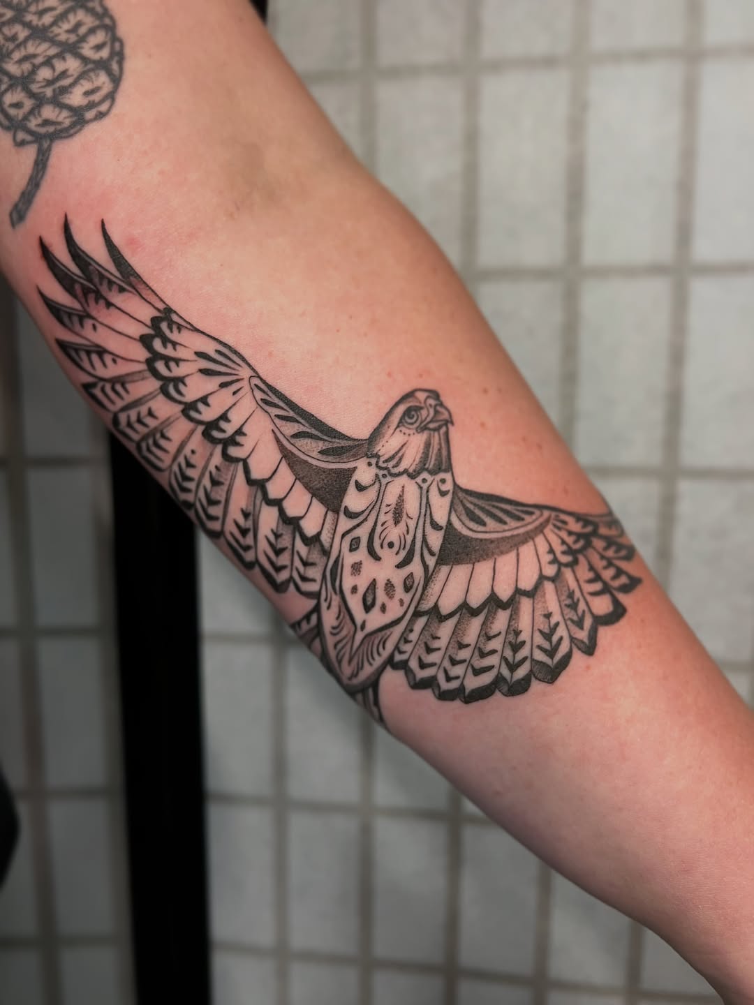Tattoo by @zoeloutattoo — black_and_grey, dotwork
