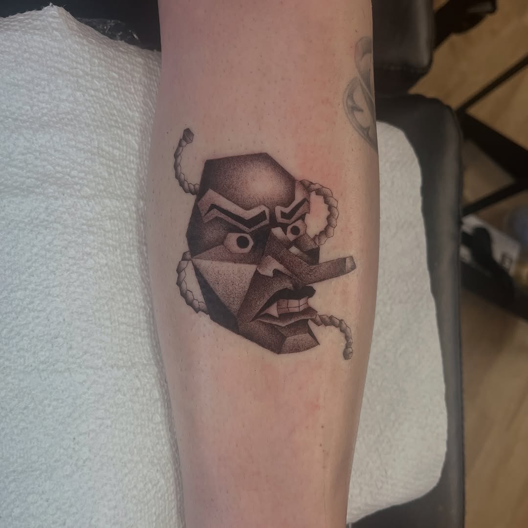 Tattoo by @vapidstar — dotwork, geometric