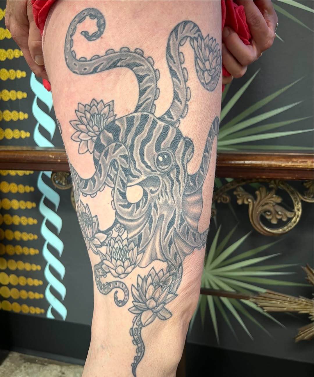 Tattoo by @the_slim_reaper_tattoo — black_and_grey, chicano