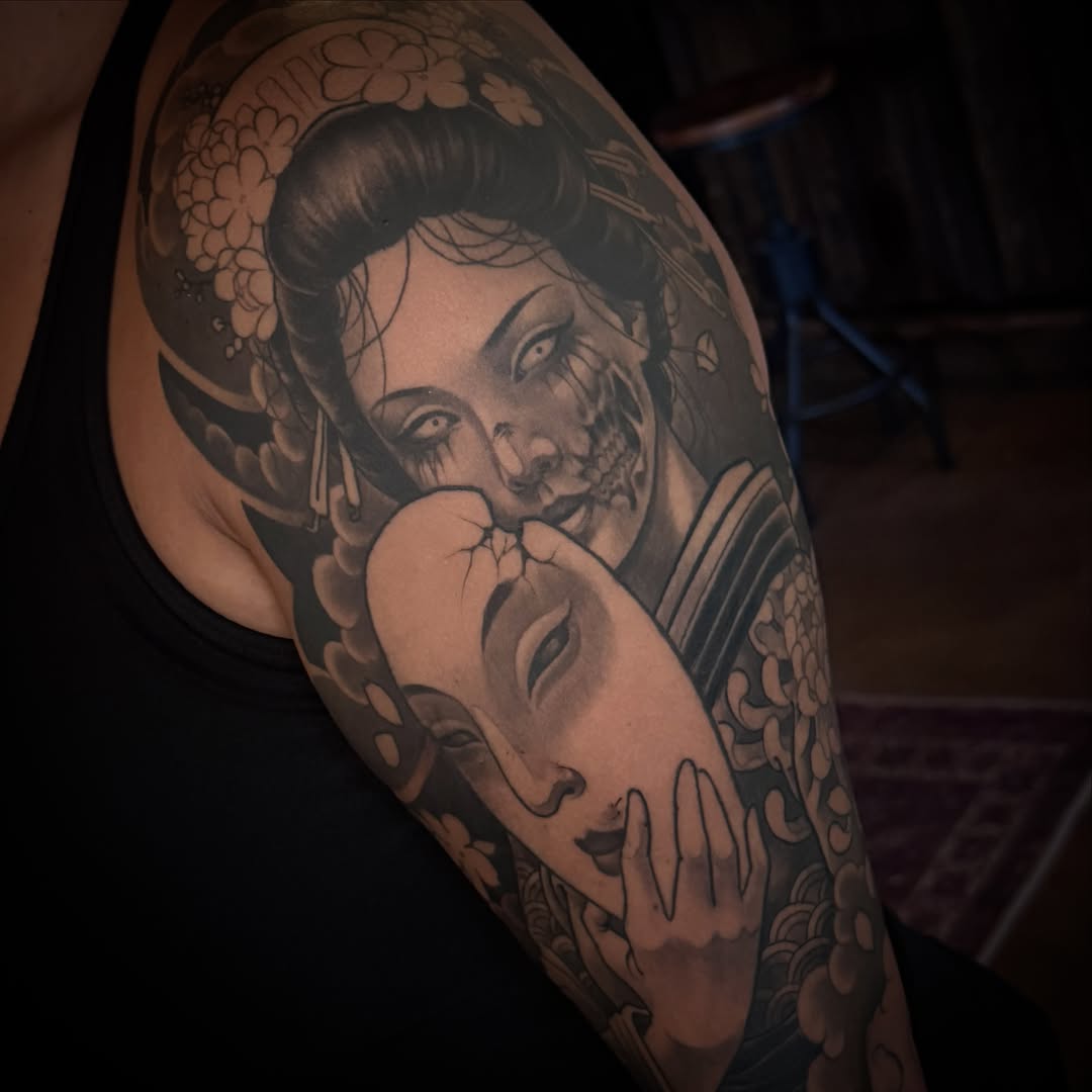Tattoo by @dominicholmes_art — japanese_irezumi, black_and_grey