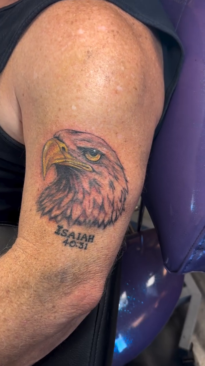 Tattoo by @maxxkellytattoos — realism, black_and_grey