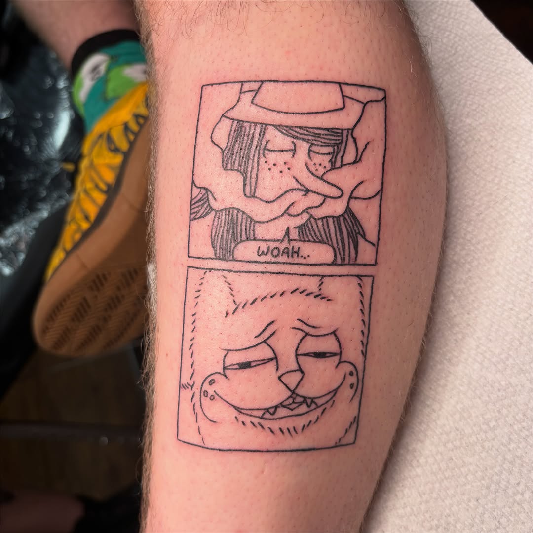 Tattoo by @vomit_goblin — illustrative, ignorant
