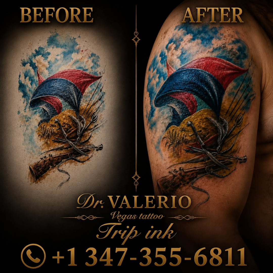 Tattoo by @dr.valerio_tattoo — realism, trash_polka
