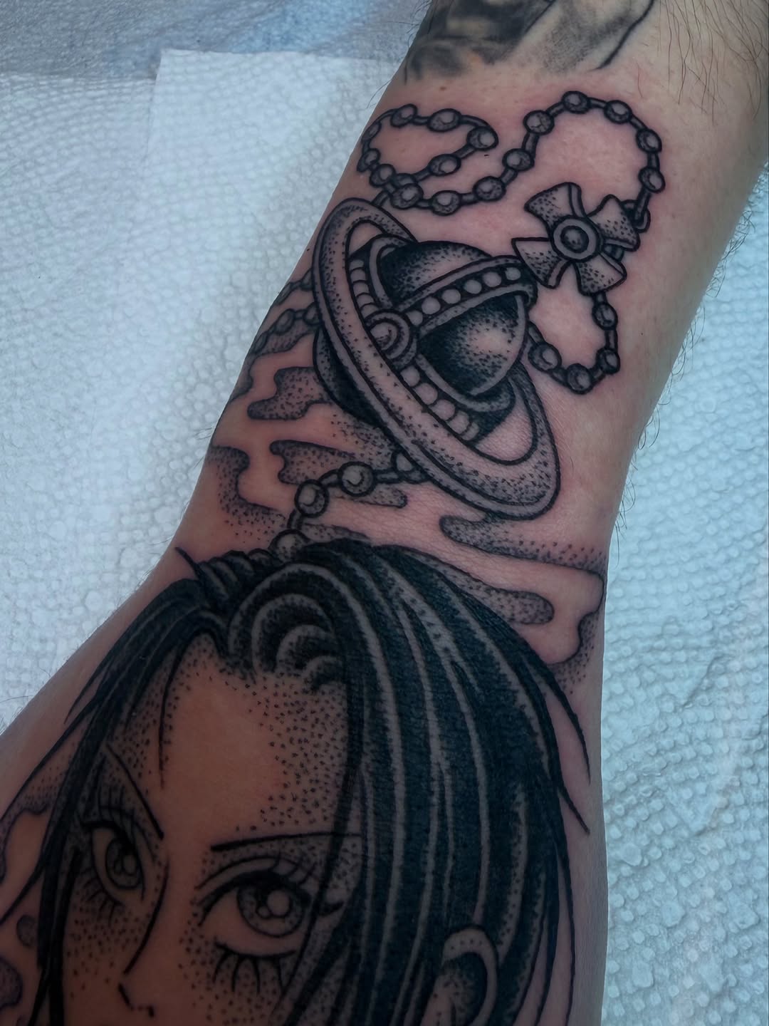 Tattoo by @evilnemec — dotwork, anime