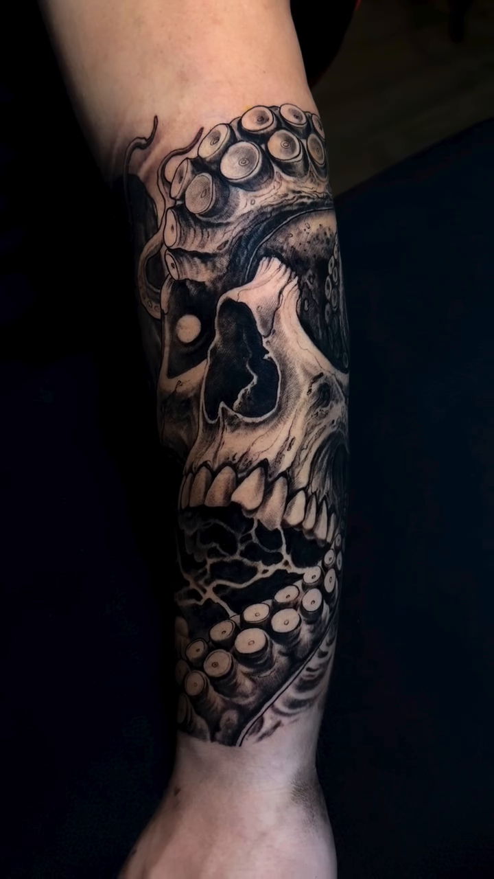 Tattoo by @dark_shadows_tattoo — dark_realism, black_and_grey