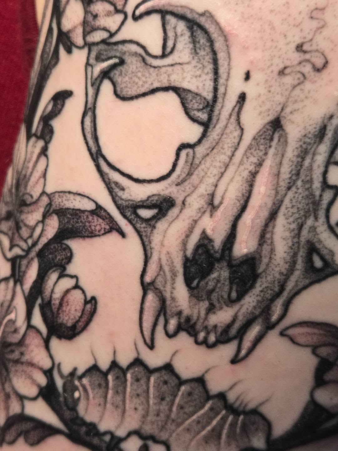 Tattoo by @kristynkayborglum — black_and_grey, dotwork