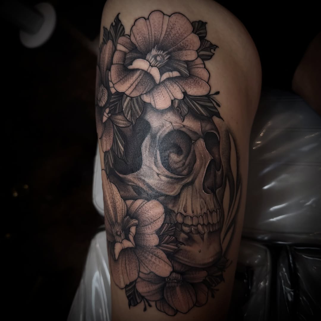 Tattoo by @inkandivvy — realism, black_and_grey