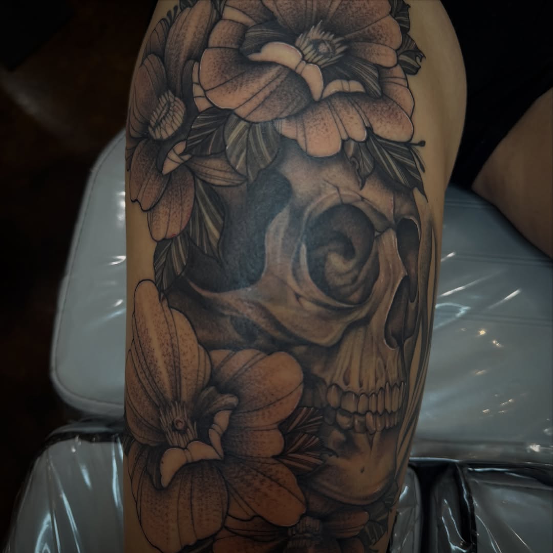 Tattoo by @inkandivvy — realism, black_and_grey
