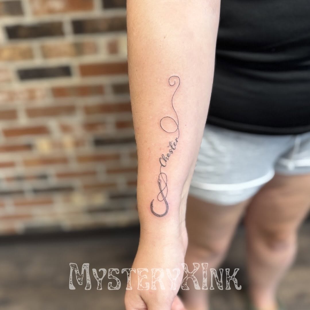 Tattoo by @mysteryxink — lettering_script, fine_line