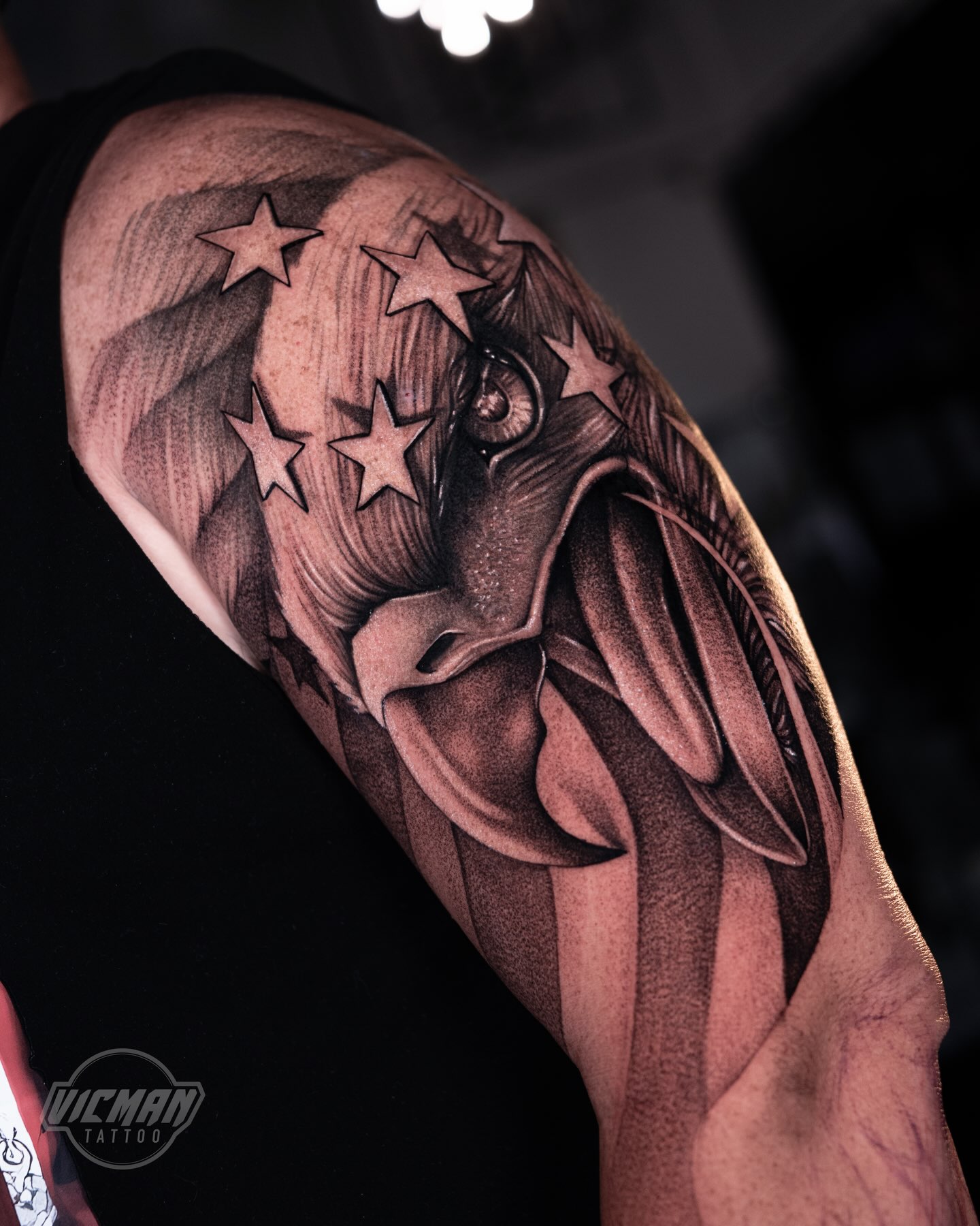 Tattoo by @vicmantattooartist — realism, black_and_grey