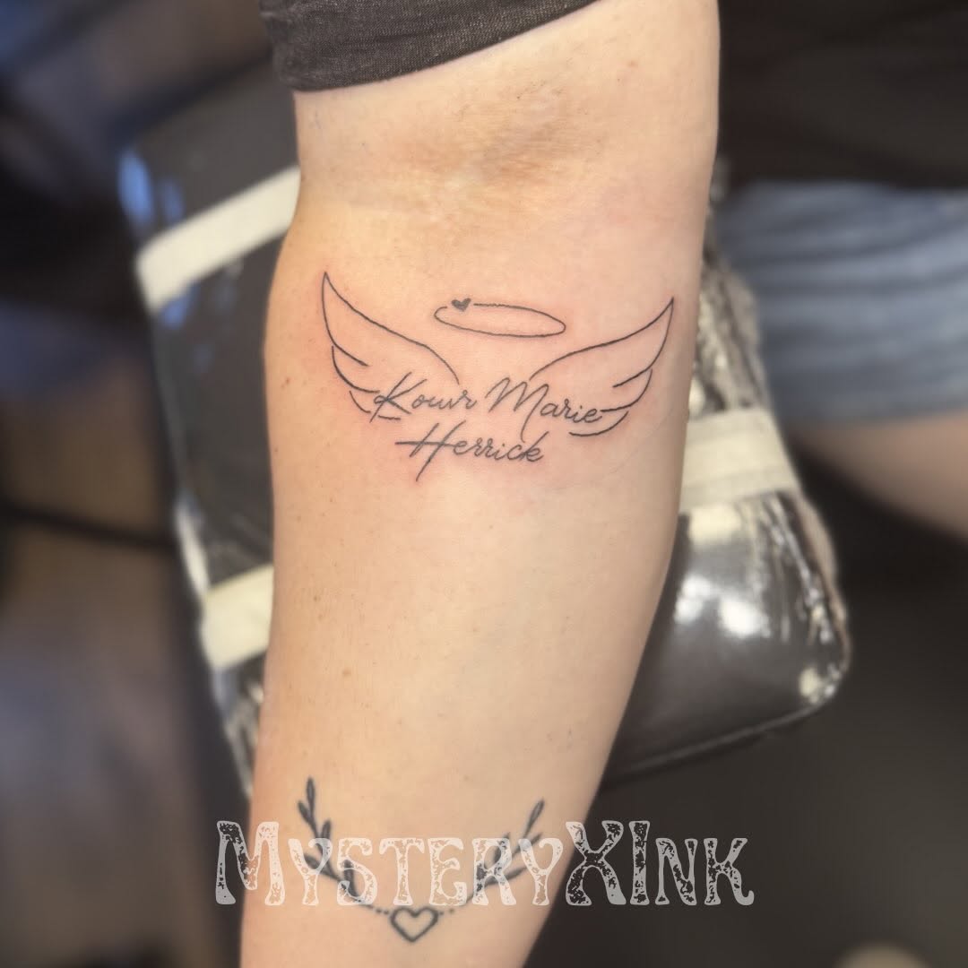 Tattoo by @mysteryxink — fine_line, lettering_script