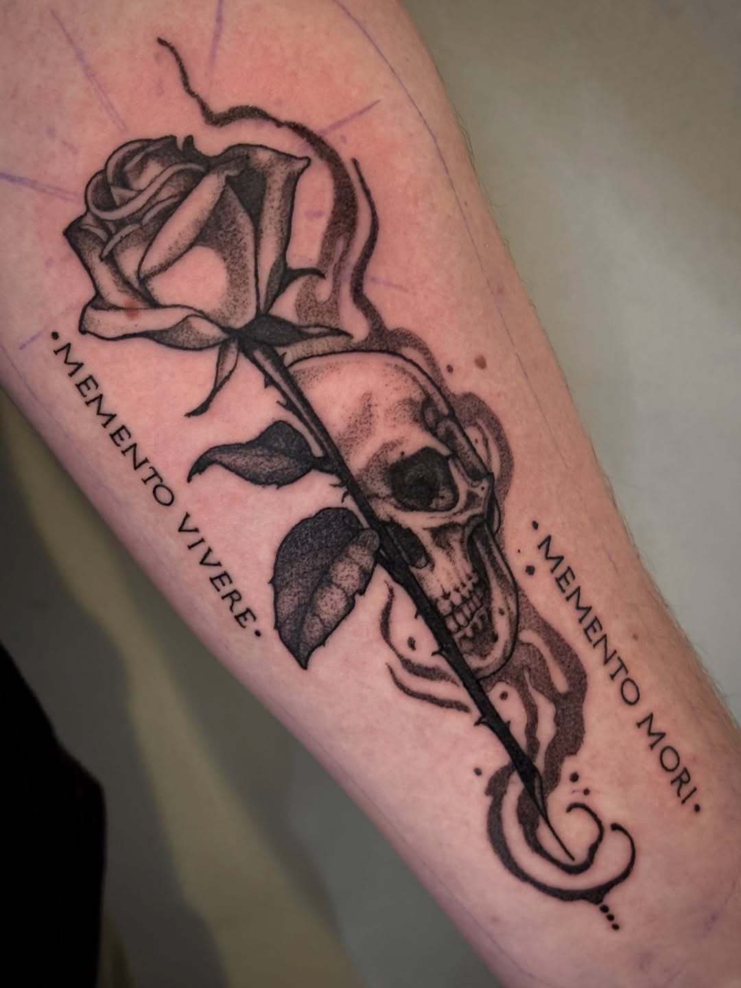 Tattoo by @tk.tattoos โ black_and_grey, lettering_script