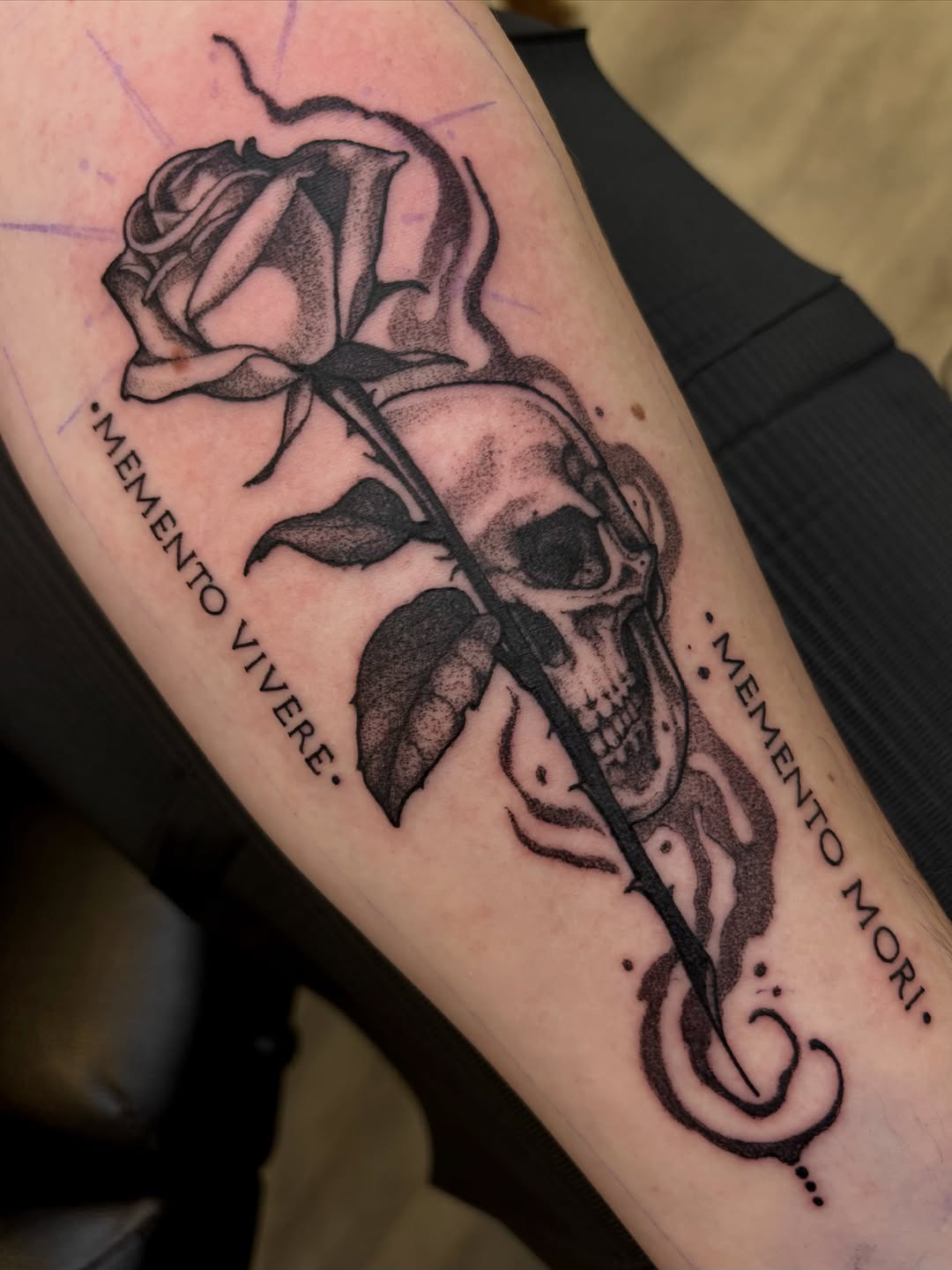 Tattoo by @tk.tattoos โ black_and_grey, lettering_script