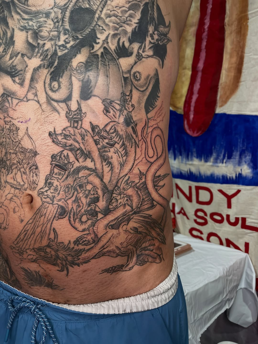 Tattoo by @pineneedlestattoo — black_and_grey, dark_realism