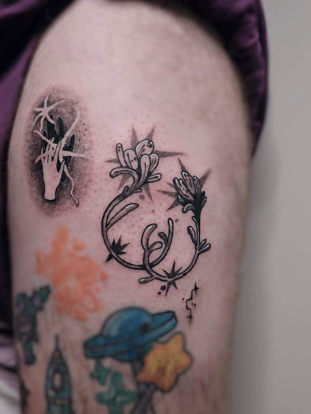 Tattoo by @wisp.spit — fine_line, black_and_grey