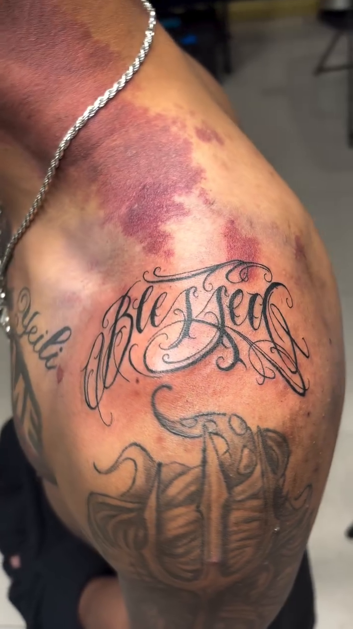 Tattoo by @sakurastabs β lettering_script, chicano