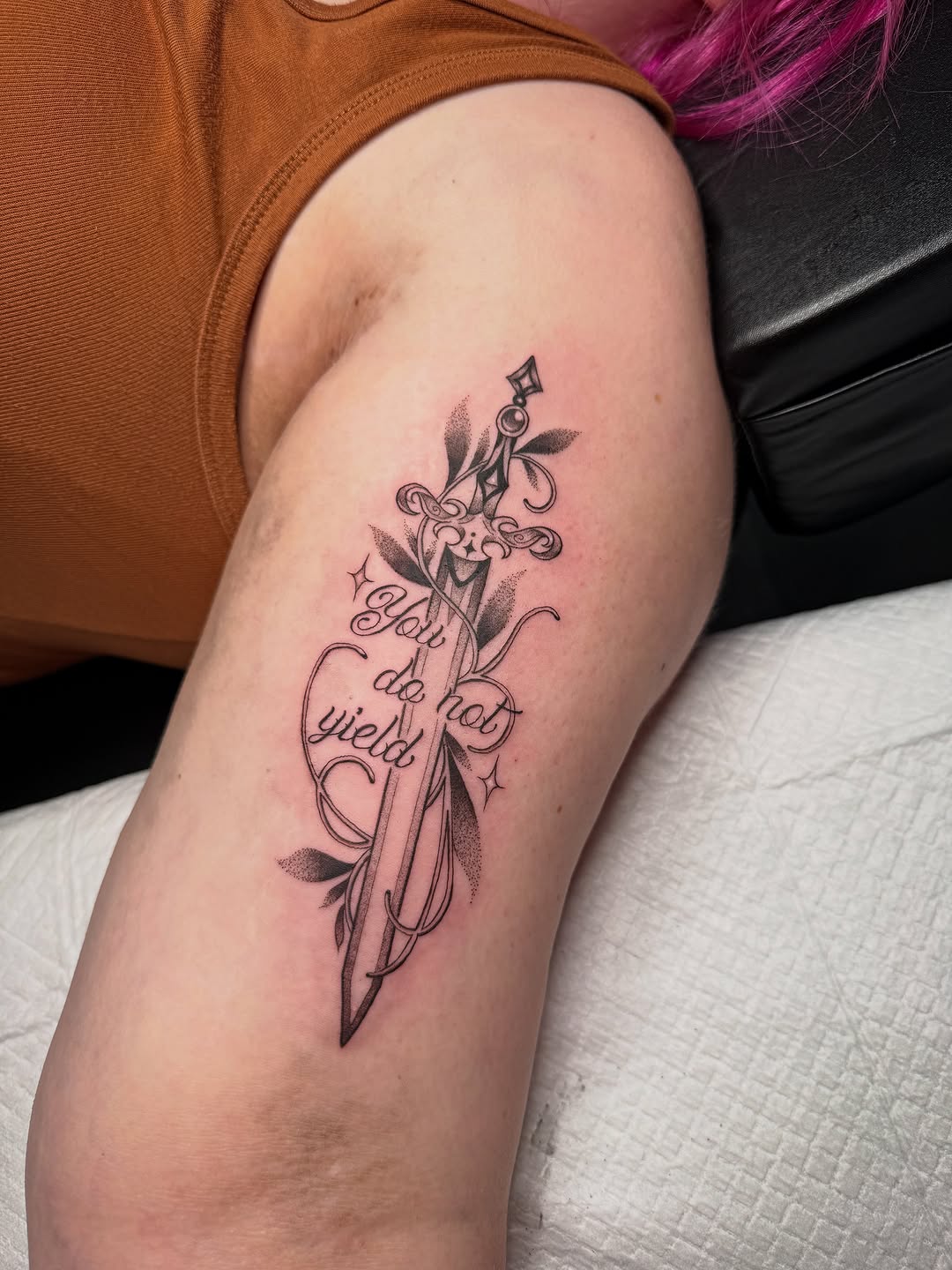 Tattoo by @seenaink — lettering_script, fine_line