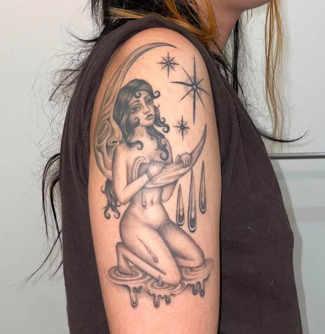 Tattoo by @medea.tattooer — black_and_grey, dark_realism