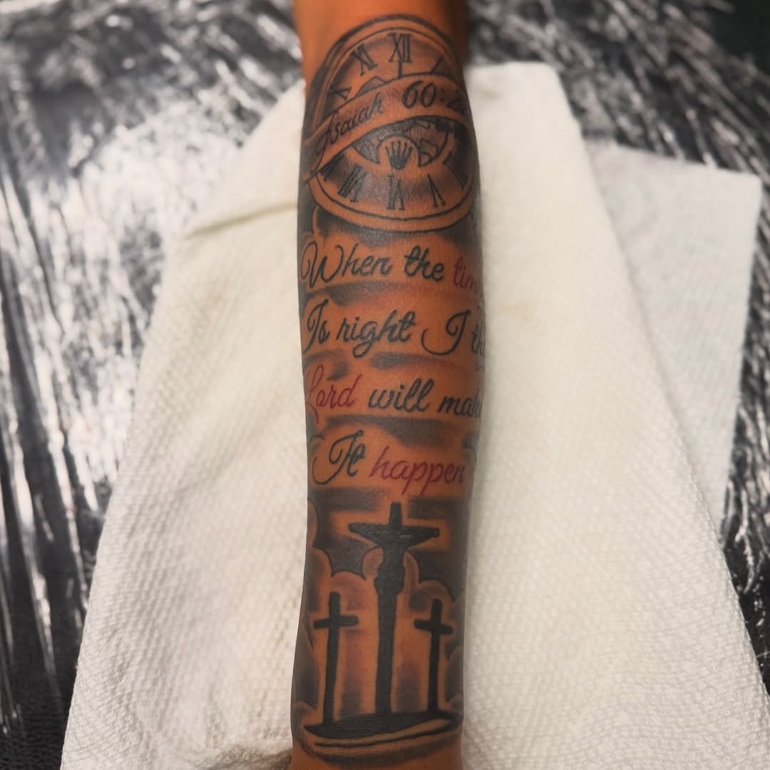 Tattoo by @ink_by_tyga — lettering_script, black_and_grey