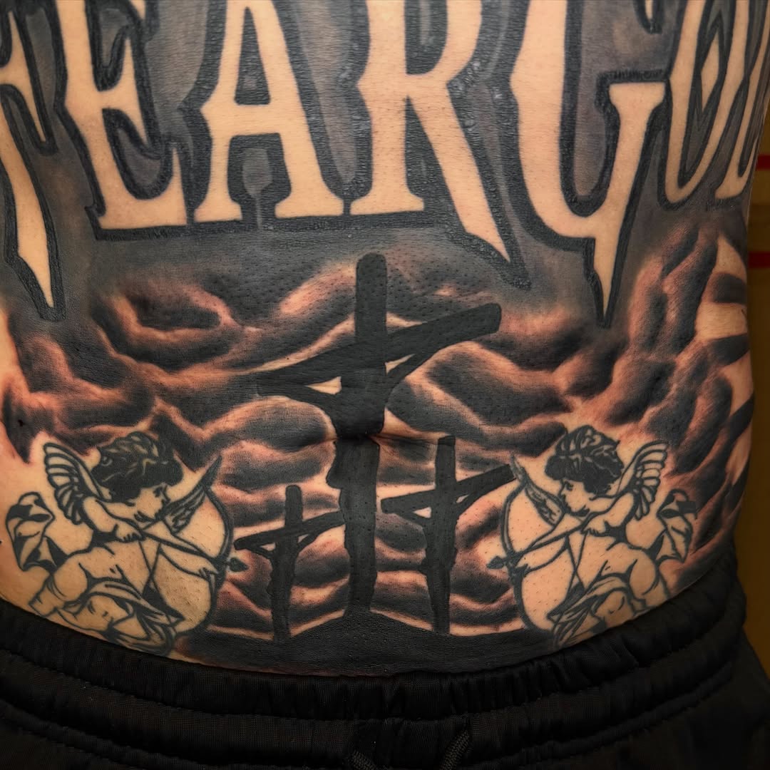 Tattoo by @tattsbymula — black_and_grey, lettering_script