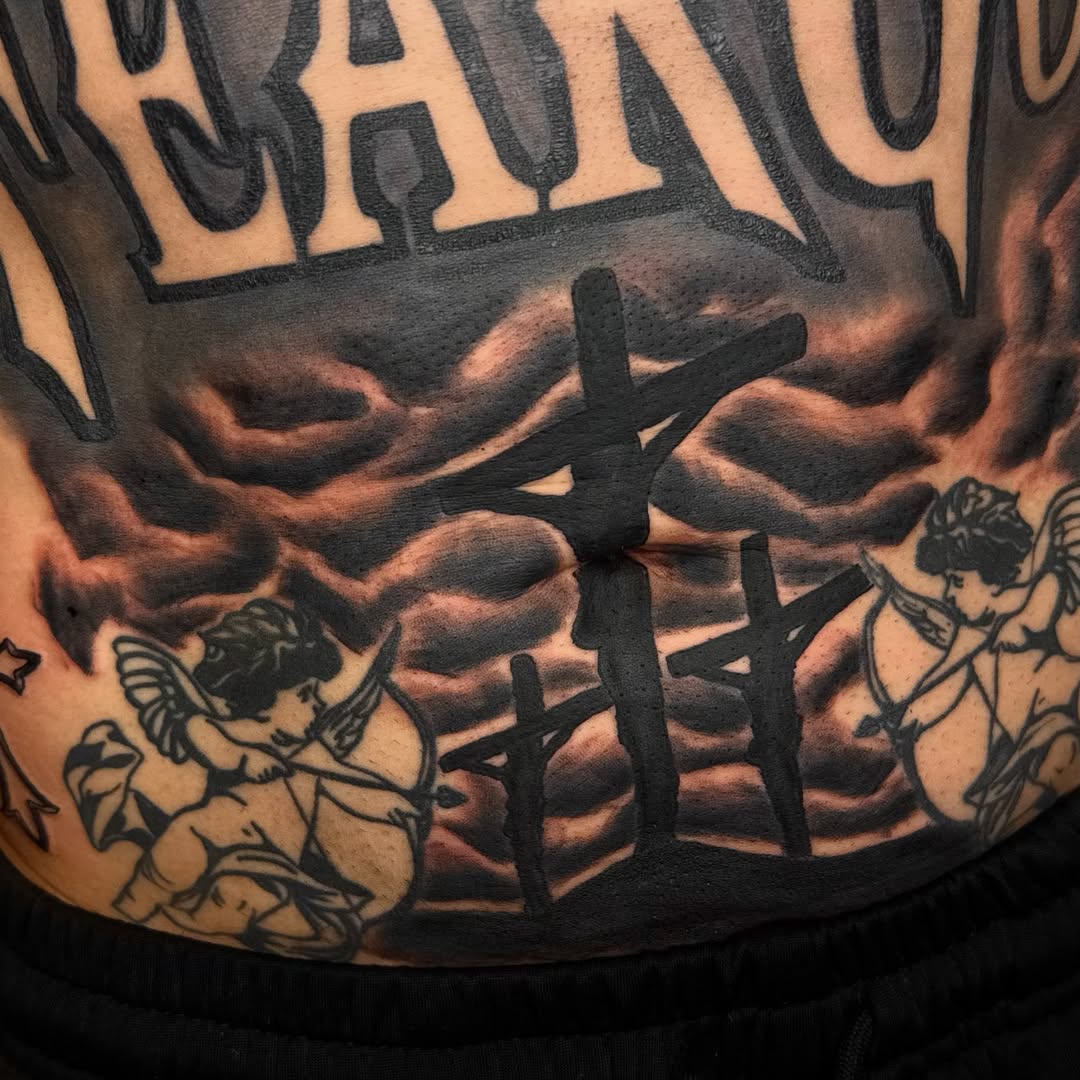 Tattoo by @tattsbymula — black_and_grey, chicano