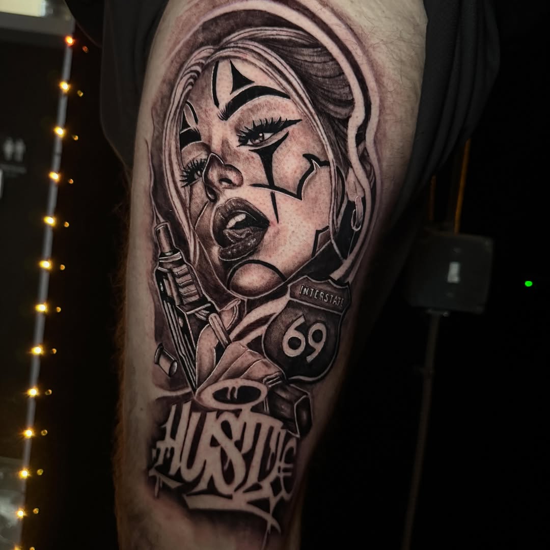 Tattoo by @amry.tattoos โ chicano, black_and_grey