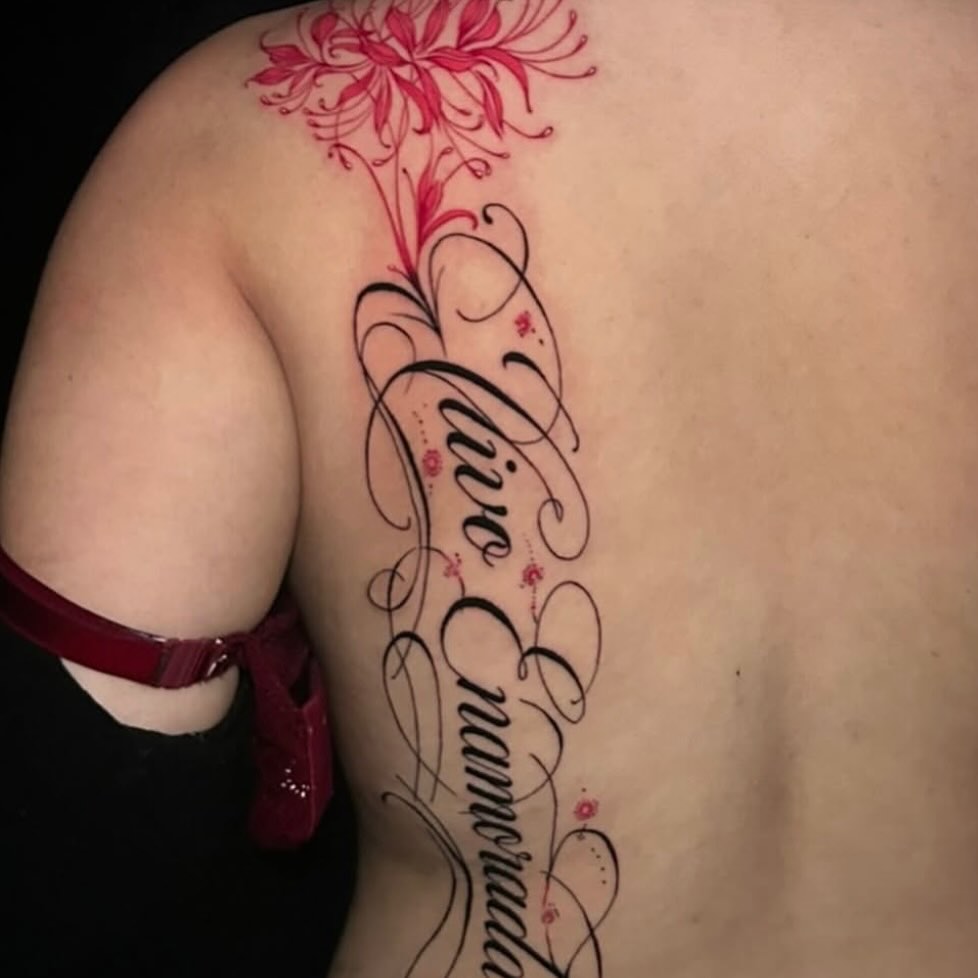 Tattoo by @amry.tattoos โ lettering_script, fine_line