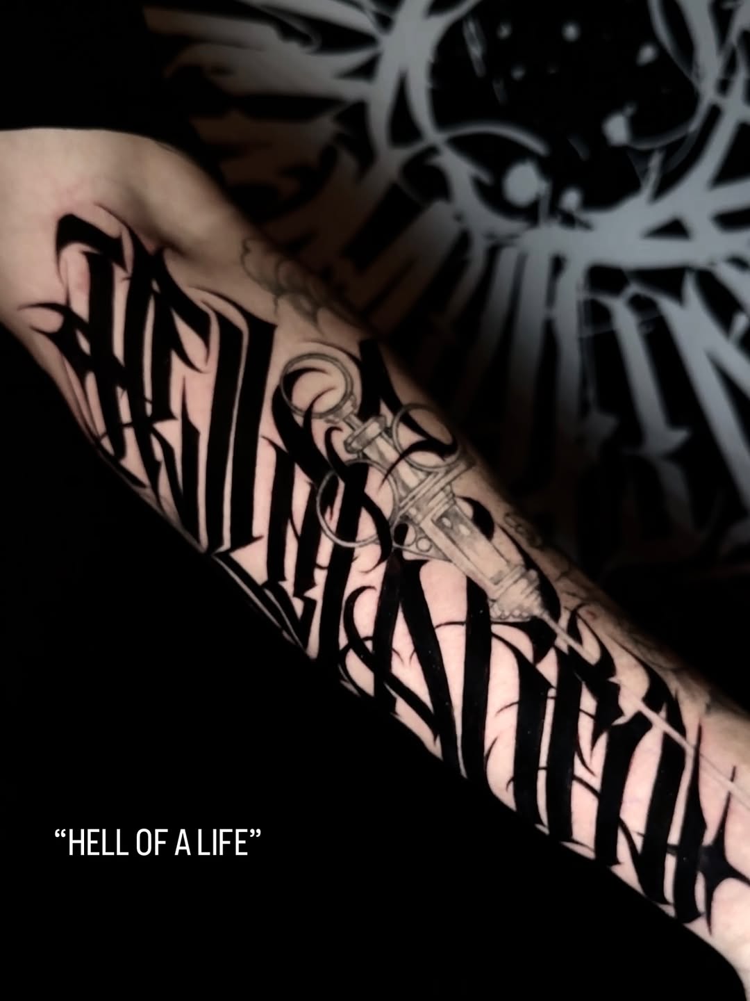 Tattoo by @wiseroner — lettering_script, blackwork